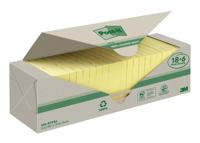 Memoblok 3m post-it 654 76x76mm recycle geel 18+6 | 6 stuks - thumbnail