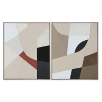Schilderij Home ESPRIT Bruin Beige Jute polyestyreen Abstract Stads 82 x 3,8 x 102 cm (2 Stuks) - thumbnail