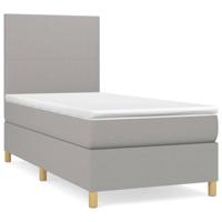 Boxspring met matras stof lichtgrijs 90x200 cm - thumbnail
