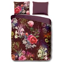 Descanso Dekbedovertrek "bloemen" - Bordeaux - (240x200/220 cm) - Biologisch Katoen satijn - thumbnail