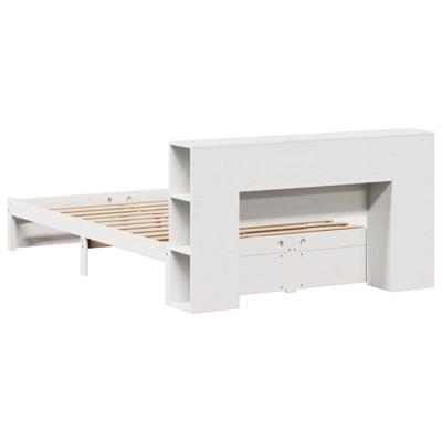 Bed met boekenkast zonder matras grenenhout wit 150x200 cm - thumbnail