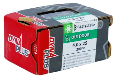 Dynaplus unischroef/spaanplaatschroef ar-coating platkop voldraad torx tx20 4.0x25 | 200 stuks - 0281.08.25101