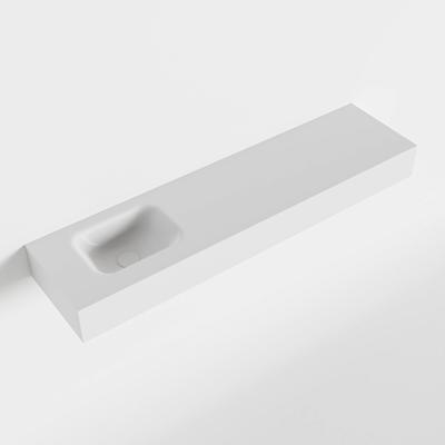 MONDIAZ LEX Talc vrijhangende solid surface wastafel 120cm. Positie wasbak links MONDIAZ LEX Talc vrijhangende solid surface wastafel 120cm. Positie wasbak links