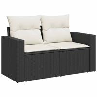 8-delige Loungeset met kussens poly rattan zwart - thumbnail