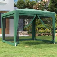 Partytent met 4 mesh zijwanden 3x3 m HDPE groen - thumbnail
