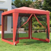Partytent met 4 mesh zijwanden 2,5x2,5 m HDPE rood - thumbnail