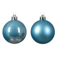 12 onbreekbare kerstballen sugar blauw 6 cm - thumbnail