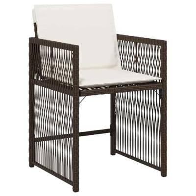 5-delige tuinset met kussens bruin poly rattan