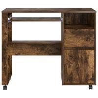 Bureau met Wielen Gerookt eiken 91 x 50 x 77 cm Bewerkt hout - thumbnail