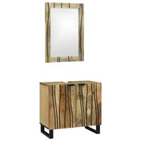 Badkamermeubelset met plank met opslag 2 pcs Bruin Bewerkt hout - thumbnail