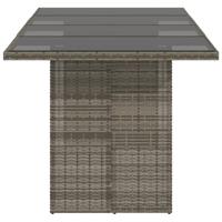 Tuintafel met glazen blad 190x80x75 cm poly rattan grijs - thumbnail