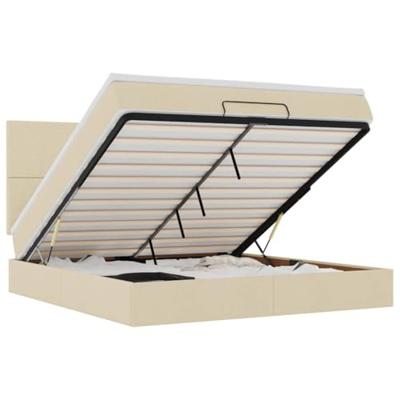 Ottoman bed met matras 180x200cm stof crèmekleurig