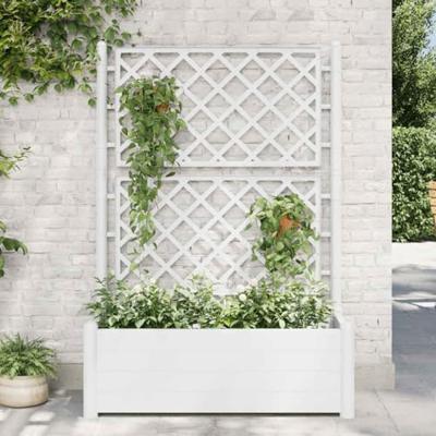 VidaXL Plantenbak met latwerk 100x43x142 cm pp wit VidaXL Plantenbak met latwerk 100x43x142 cm pp wit