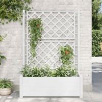 VidaXL Plantenbak met latwerk 100x43x142 cm pp wit - thumbnail