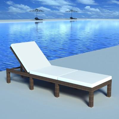 Ligbed met kussen verstelbaar poly rattan bruin Ligbed met kussen verstelbaar poly rattan bruin