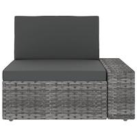 3-delige Loungeset poly rattan grijs - thumbnail