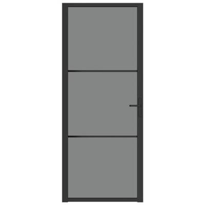 Binnendeur 83x201,5 cm ESG-glas en aluminium zwart