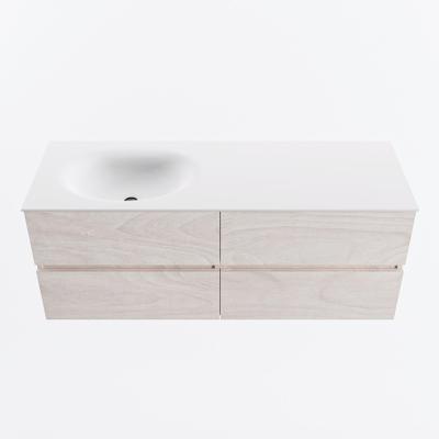 MONDIAZ VICA 130cm badmeubel onderkast Underlayment 4 lades. Wastafel MOON links zonder kraangat, kleur Talc.