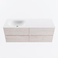MONDIAZ VICA 130cm badmeubel onderkast Underlayment 4 lades. Wastafel MOON links zonder kraangat, kleur Talc. - thumbnail