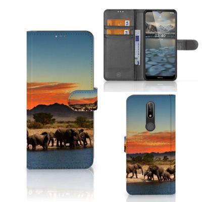 Nokia 2.4 | Telefoonhoesje | Met pasjeshouder | Olifanten