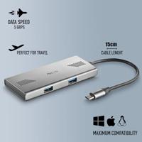 NGS WONDERDUO-C Aluminium 4-in-1 Multiport USB-adapter, 2 USB-C + 2 USB-A, Hoge Snelheid 5 Gbps, Compatibel met PC, Mac en Tablet, Draagbaar en Lichtgewicht Design, Aluminium Behuizing, Kabel 180mm - thumbnail