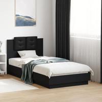 Bedframe met hoofdbord en LED-verlichting zwart 75x190 cm - thumbnail