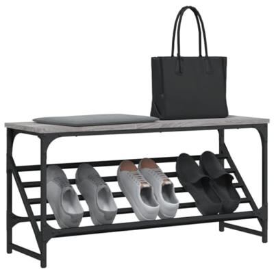 VidaXL Schoenenrek 90x30x45 cm bewerkt hout grijs sonoma eikenkleurig VidaXL Schoenenrek 90x30x45 cm bewerkt hout grijs sonoma eikenkleurig