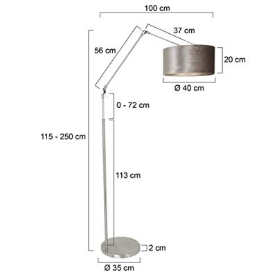 Steinhauer Vloer LeeslampPrestige Chic RVS met 40cm taupe velourse kap - 8104ST