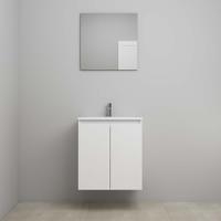 On-Line Badkamermeubelset - 60 cm - Voorgemonteerd - Greeploos 2 Deuren - Acryl Wastafel - 1 Kraangat - Spiegel - Hoogglans Wit - thumbnail