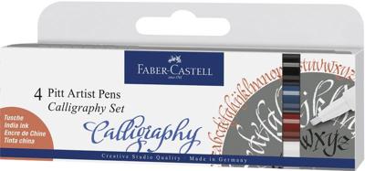 Faber Castell Tekenstift Pitt Artist Pen - kalligrafieset van 4 stuks