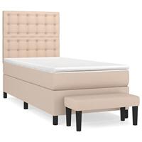 Boxspring met matras kunstleer cappuccinokleurig 80x200 cm - thumbnail