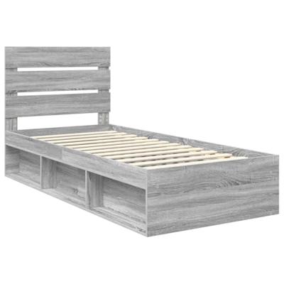 Bedframe Grijs Sonoma 75 x 190 cm Massief grenenhout