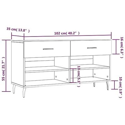 Schoenenbank 102x35x55 cm bewerkt hout wit - thumbnail