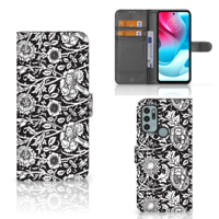 Motorola Moto G60s Hoesje Black Flowers - thumbnail