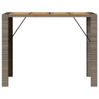Tuintafel met acaciahouten blad 145x80x110 cm poly rattan grijs - thumbnail