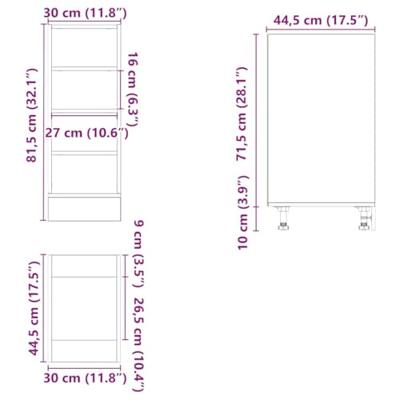 Onderkast 30x44,5x81,5 cm bewerkt hout zwart