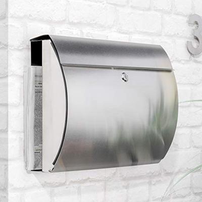 HI brievenbus met krantenhouder 38x13,3x30,4 cm roestvrij staal