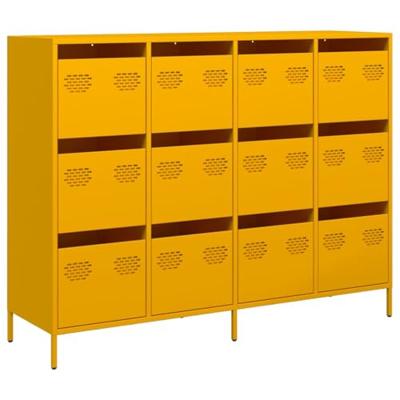 Dressoir 135x39x103,5 cm koudgewalst staal mosterdgeel