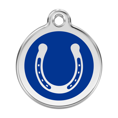 Horse Shoe Navy roestvrijstalen hondenpenning large/groot dia. 3,8 cm RedDingo - Reddingo