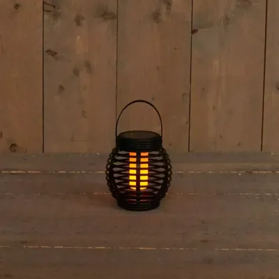 Anna's Collection Solar lantaarn met vlameffect zwart 15 x 15 cm