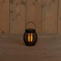 Anna's Collection Solar lantaarn met vlameffect zwart 15 x 15 cm - thumbnail