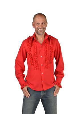 Party Blouse Rouches Zijden Rood