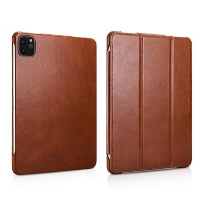Icarer iPad Air 11 inch (2024/2025) - Tri-Fold Echt leren bookcase hoes - Cognac