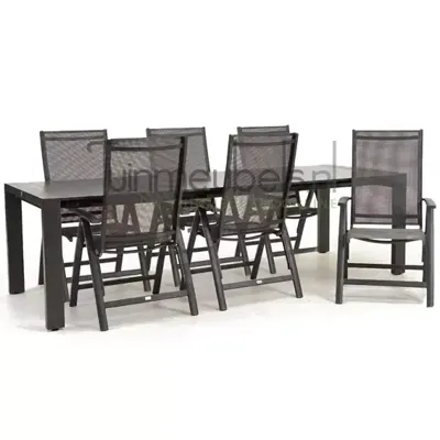 Tuinstoel Primero 6 stoelen met rialto aluminium tafel 262 x 329 cm