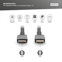 Digitus DB-330200-020-S HDMI-kabel HDMI Aansluitkabel HDMI-A-stekker 2 m Zwart 8K UHD, Aluminium-stekker, Audio Return Channel (ARC), Afgeschermd (dubbel), - thumbnail