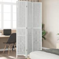 Kamerscherm met 3 panelen massief paulowniahout wit - thumbnail