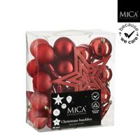Mica Decorations Kerstboom Decoratie Onbreekbaar 40 Stuks Rood - thumbnail
