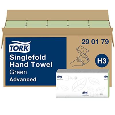 Tork papieren handdoeken Advanced, 2-laags, 250 vellen, systeem H3, groen, pak van 15 stuks Tork papieren handdoeken Advanced, 2-laags, 250 vellen, systeem H3, groen, pak van 15 stuks