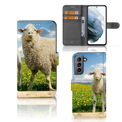 Samsung Galaxy S21 FE | Telefoonhoesje | Met pasjeshouder | Schaap en Lammetje