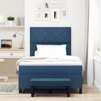 Boxspring bed met matras met hoofdeinde Blauw 120 x 200 cm Stof - thumbnail
